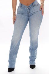 V Nice To Meet You Jeans mit geradem Bein - Hellblaue Waschung